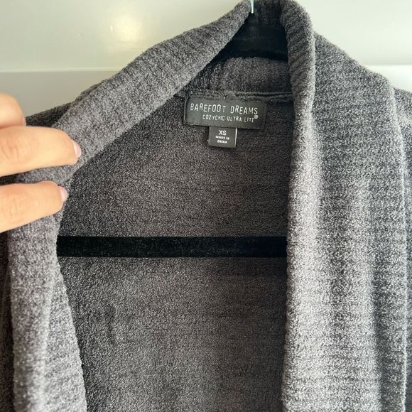 BAREFOOT DREAMS CozyChic Drape Rib Cardigan Ultra Lite Carbon Gray - Picture 9 of 16